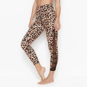 Victoria secret  Leopard Lace-Up Leggings Mesh & Lace Up Sides size 8